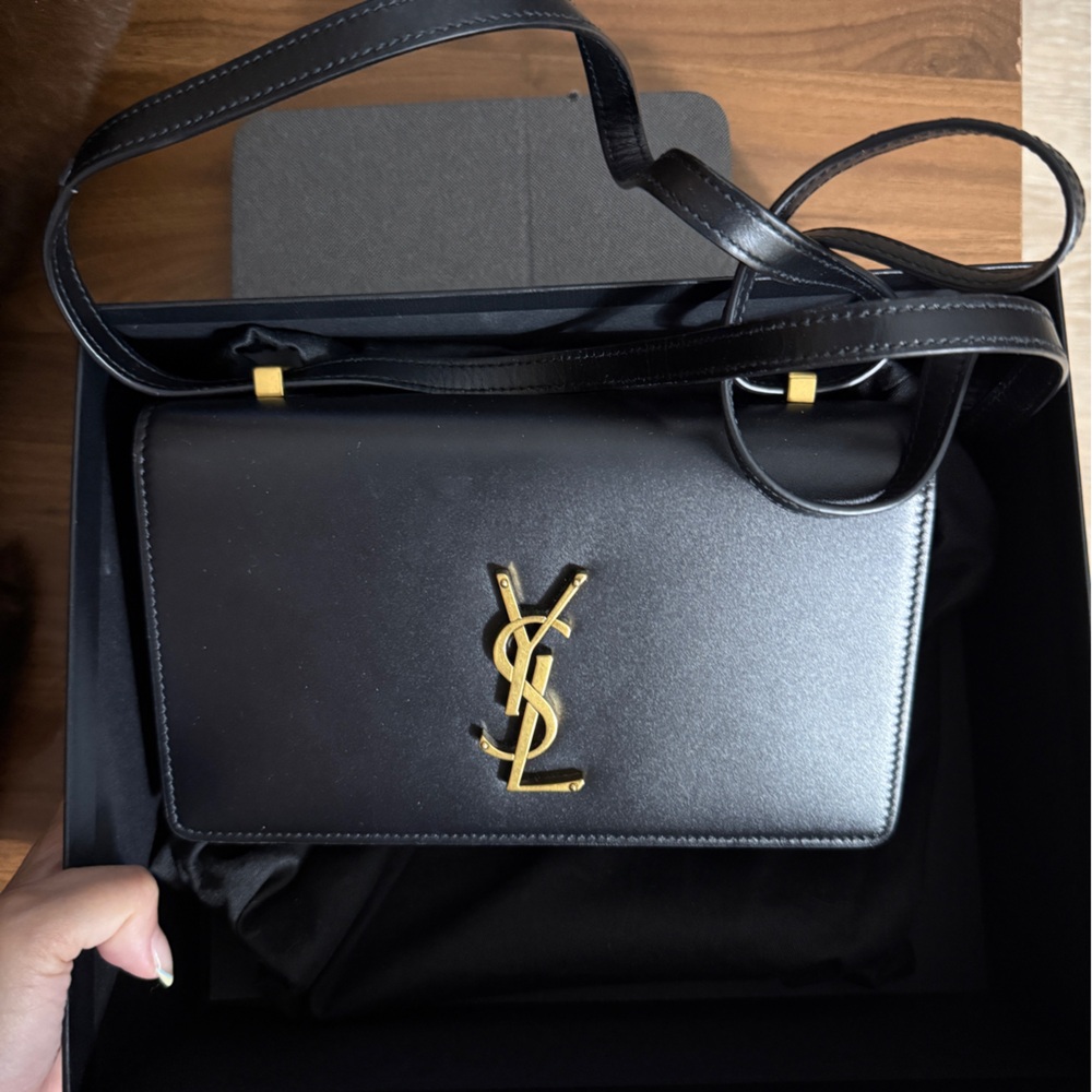 Yves Saint Laurent Black Belt Bag with Gold Logo